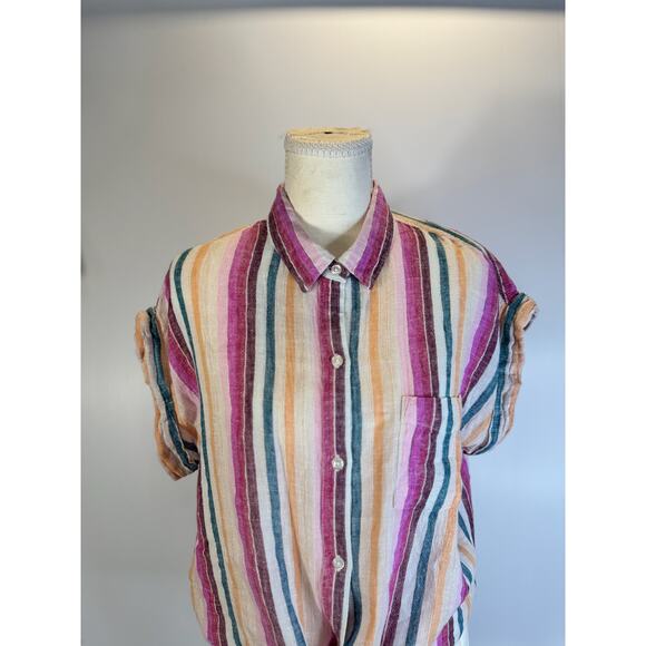 Rails Amelie Avila Stripe Linen Blend Button Down Shirt Women’s Medium Resort - Picture 4 of 16